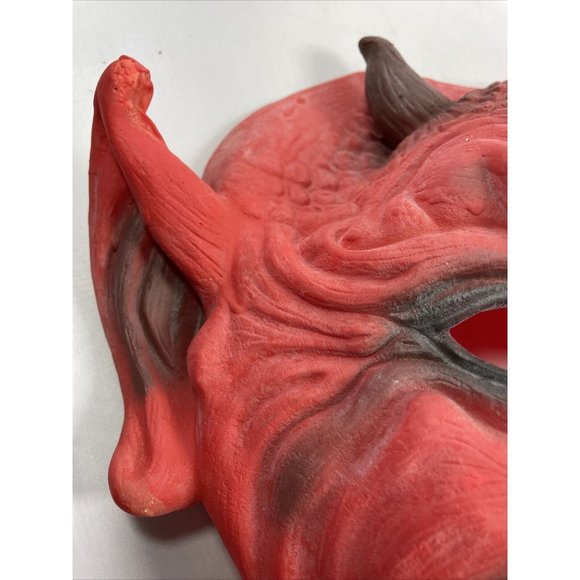 Red Scary Devil Horn Rubber Adult Cosplay Halloween Costume Party Mask - Picture 9 of 12